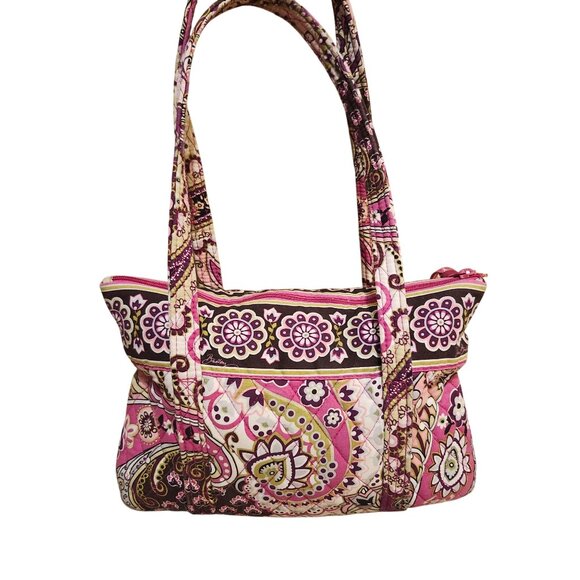 Vera Bradley Morgan Tote Bag Very Berry Paisley Pink Quilted Purse Retired 2011 - Picture 8 of 9